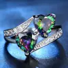 Joyería de moda creativa color popular anillo de circonita con forma de corazón de amor anillo de personalidad para mujer r6367