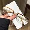 2026 Gafas de Sol Cuadradas Pequeñas de Media Montura de Alta Calidad para Cejas, Uso de Moda para Hombres y Mujeres, Gafas de Sol con Protección Solar, Lentes Transparentes