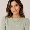Collar de cadena cruzada combinable con todo, joyería transfronteriza europea y americana, collar con colgante de perlas irregulares de personalidad sencilla para mujer