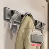 Gancho invisible para colgar ropa detrás de la puerta de entrada o la puerta del baño, montado en la pared, sin taladro, estante de baño plegable