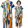 26 Novos Estilos Primavera/Verão Pijamas para Mulheres de Meia-Idade e Idosas, Pijamas de Algodão e Seda, Conjunto de Homewear Feminino com Manga Curta de Algodão Artificial