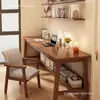 Mesa de Madeira Maciça para Estudante Dupla Longa Montada na Parede Mesa para Escrever e Aprender Mesa para Escritório Quarto de Casa Mesa Simples para Computador