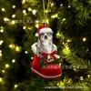 Meias de Natal Novas 2023 Decoração Pendente de Árvore de Natal de Cachorro Pingente Acrílico Plano Pingente de Decorações para Casa