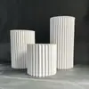 Mesa de postres cilíndrica plegable para bodas, columna romana de papel, adornos de plomo para caminos, escaparates de centros comerciales, diseño para fiestas de cumpleaños
