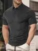 Camiseta de Manga Corta para Hombre de Comercio Exterior Europeo y Americano Amazon Temu, Moda de Verano Casual Holgada con Cuello Polo de Algodón Perla