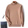 Suéter de punto de lana para hombre de otoño e invierno, cuello alto, suéter de lana casual de cuello semi-alto, suéter básico de cuello redondo para venta al por mayor