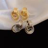 Pendientes de Metal con Textura de Múltiples Círculos Nudos para Mujer Ins Tendencia Estilo Europeo y Americano Pendientes y Pendientes Versátiles de Gama Alta Estilo Frío