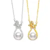 Bolsa de la Suerte Collar de Plata de Ley 925 para Mujer Lujo Accesible Cadena para Clavícula de Perla Natural de Agua Dulce Regalo de San Valentín Colgante