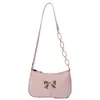 Bolsa de Ombro Crinkle de Couro Sintético Prata para Mulheres - Bolsa Hobo com Laço Metálico e Alça de Corrente Acrílica, Mini Bolsa Tendência Y2K