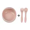 Novo Conjunto de Alimentação de Três Peças para Bebês, Ventosa de Silicone, Complemento Alimentar, Tigela de Caracol, Cabo de Madeira, Colher e Garfo, Conjunto de Louça Fácil de Limpar