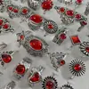 Anel de Flor de Cacto Turquesa Estilo Étnico Transfronteiriço Anel de Renda Geométrica Retrô Padrão Aleatório de Lote Misto