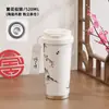 Nova Caneca Térmica Lírio-do-Vale Aço Inoxidável 316 Caneca de Café com Aparência Premium para Meninas Grande Capacidade com Canudo Caneca de Presente