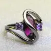 Huajie desea Anillo Ojo de Caballo Zafiro Explosiones Joyería Galvanizada en Oro Negro para Mujer Joyería de Venta Caliente Europea y Americana Fábrica Outlet