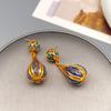 Tendência Nacional Brinco Chinês Esmaltado com Escultura de Gota d'Água Estilo Longo de Nicho de Alto Padrão Brincos de Luxo Acessível Estilo Antigo Agulha de Prata para Mulheres