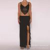 Traje de Exportación Transfronterizo Europeo y Americano 2025 Nueva Moda Sexy Color Puro Verano Falda con Abertura y Tirantes Conjunto de Dos Piezas