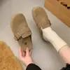 Medias zapatillas de mujer estilo Birkenstock retro, nuevo modelo otoño 2026, sandalias de exterior de punta semiabierta, zapatos Birkenstock de suela gruesa estilo francés