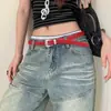 Cinturón Tejido Punk Vintage Hecho a Mano de Alta Resistencia para Mujer con un Diseño Elegante, Hebilla Metálica sin Agujeros, Cinturón de Cuero para Combinar con Jeans, Accesorio
