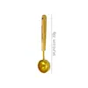 Cuchara medidora de acero inoxidable 304 con mango de madera de haya, cuchara medidora de cocina para hornear para leche en polvo y granos de café con escala