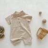 Mameluco de manga corta para niño de verano, estilo coreano para bebé niño, elegante con botones al frente, ropa para recién nacida, ropa para gatear