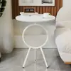 Design criativo estilo nórdico, mesa lateral com tampo de ardósia, mesa de canto para sofá, pequena mesa de armazenamento de cabeceira para uso doméstico, quarto, feita de ferro e metal
