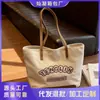 Bolsa de Lona Bordada com Letras Estilo Harajuku da Moda para Estudantes, Bolsa Tote Versátil Japonesa de Grande Capacidade, Bolsa de Ombro da Moda