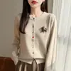 Suéter jacket de punto para mujer, elegante, de manga larga, holgado, de importación, nuevo, cárdigan de cuello redondo para mujer