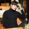 Suéter de Hombre Transfronterizo Suéter Base Cálido Ajustado Cuello Medio Alto Estilo Coreano Guapo Top de Felpa