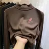 Blusa Básica Casual Manga Longa de Veludo Zhongda Tongde 2026 Novo Estilo Outono/Inverno Blusa de Outono para Meninas com Gola Meia-Alta