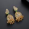 Pendientes de estilo indio Jinse con juego de cobre y cristal de circón, pendientes de estilo retro con borlas y campanas de viento europeas y americanas.