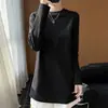 Suéter de Punto de Algodón Puro con Cuello Alto Medio, Manga Larga, Color Sólido, de Longitud Media, Básico, Nuevo Otoño/Invierno 2026
