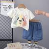 Traje de Verano de Manga Corta para Niño 2024 Nuevo Estilo Moderno Ropa Casual de Verano para Bebé Conjunto de Dos Piezas para Niños para Cabello