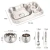 Plato de Cena Infantil de Acero Inoxidable 304 Plato Dividido de Dibujos Animados Plato para Comer de Comedor de Guardería Plato para Alimentos Complementarios en Casa para Bebé
