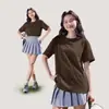 Camiseta de Algodão Puro de Manga Curta para Mulheres, 230g, Cor Sólida, Gola Redonda, Versátil, Solta, Casual, Top de Manga Meia-Manga, Unissex
