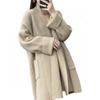 Abrigo cárdigan de solapa con hombro caído 100% lana pura para mujer de largo medio otoño e invierno engrosado pesado tejido capa suéter