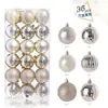 Navidad Nuevo Irregular 36 Bolas de Plástico Galvanizado Adornos de Bola de Navidad Clásicos Juego de Decoraciones Colgantes para Árbol de Navidad