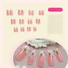 Puntas de Uñas Blancas Estilo Francés con Estrellas y Abalorios de Colores, Uñas Postizas Estilo Dulce para Exportación