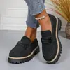 Zapatos de cuero para mujer de punta redonda, talla grande, transfronterizos, temporada primavera/otoño 2026, moda europea y americana, mocasines con plataforma de aumento de altura, en stock
