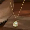 Pintura a Óleo Flor de Água Doce Novo Estilo Colar Fino Simples Colar de Clavícula Feminino Estilo Chinês Luxo Leve Colar Vintage com Pintura a Óleo