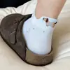 Calcetines Blancos Bordados de Lunares con Cachorros para Mujer, Calcetines Tobilleros de Primavera y Otoño, Calcetines Cortos de Algodón Puro Lindos de Dibujos Animados, Calcetines de Algodón Estilo Coreano
