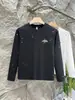 Camiseta Blanca Estampada de Manga Larga para Hombre Otoño Nuevo Cuello Redondo Casual Camisa Base Holgada Talla Grande Top