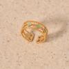 Anillo Transfronterizo Europeo y Americano Estilo Étnico Colorido de Acero Inoxidable Calado Forma de Diamante Goteo de Aceite Personalizado Exótico Colorido Anillo Abierto
