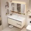 Gabinete de baño de aluminio de panal engrosado con lavabo de cerámica integrado y unidad de tocador