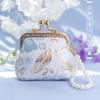 [Qian Li] Nuevo Monedero Brocado Estilo Chino con Cierre de Boquilla, Bolso de Mano para Mujer con Cierre de Perlas, Monedero Producto Terminado