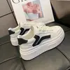 Zapatos Deportivos Blancos de Plataforma Gruesa para Mujer, Nuevos para Otoño 2025, de Cuero con Paneles, de Estudiante, de Altura Incremental, Versátiles, Casuales