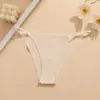 Tanga Bikini Europeo y Americano Sexy Pegado Tira Fina Cintura Baja Seda de Hielo Sin Costuras Secado Rápido Algodón Puro Entrepierna T-String Ropa Interior para Mujer