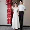 Elegante Vestido de un Hombro para Mujer, Ceñido a la Cintura, Adelgazante, Estilo Largo, Elegante Estilo Socialité, Blanco, Sencillo y Elegante, Corte Ajustado y Favorecedor