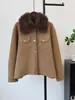 Nuevo Estilo Otoño/Invierno 2026 Cárdigan de Lana de Doble Cara Tejido con Cuello de Tweed Ajuste Holgado Abrigo Suéter de Punto de Alta Gama para Mujer