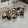 Mesa de conferencia de oficina de madera maciza estilo industrial, mesa larga simple para varias personas, escritorio y silla grandes para reuniones de personal