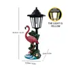 Estatua de Flamenco Grulla de Resina con Energía Solar Decoración Exterior para Jardín Luz