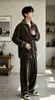 Novidades de OutonoPijama de Fleece Coral para Homens, Conjunto de Calça e Blusa de Flanela de Manga Longa, Cardigã de Manga Longa para Casa (Castanho